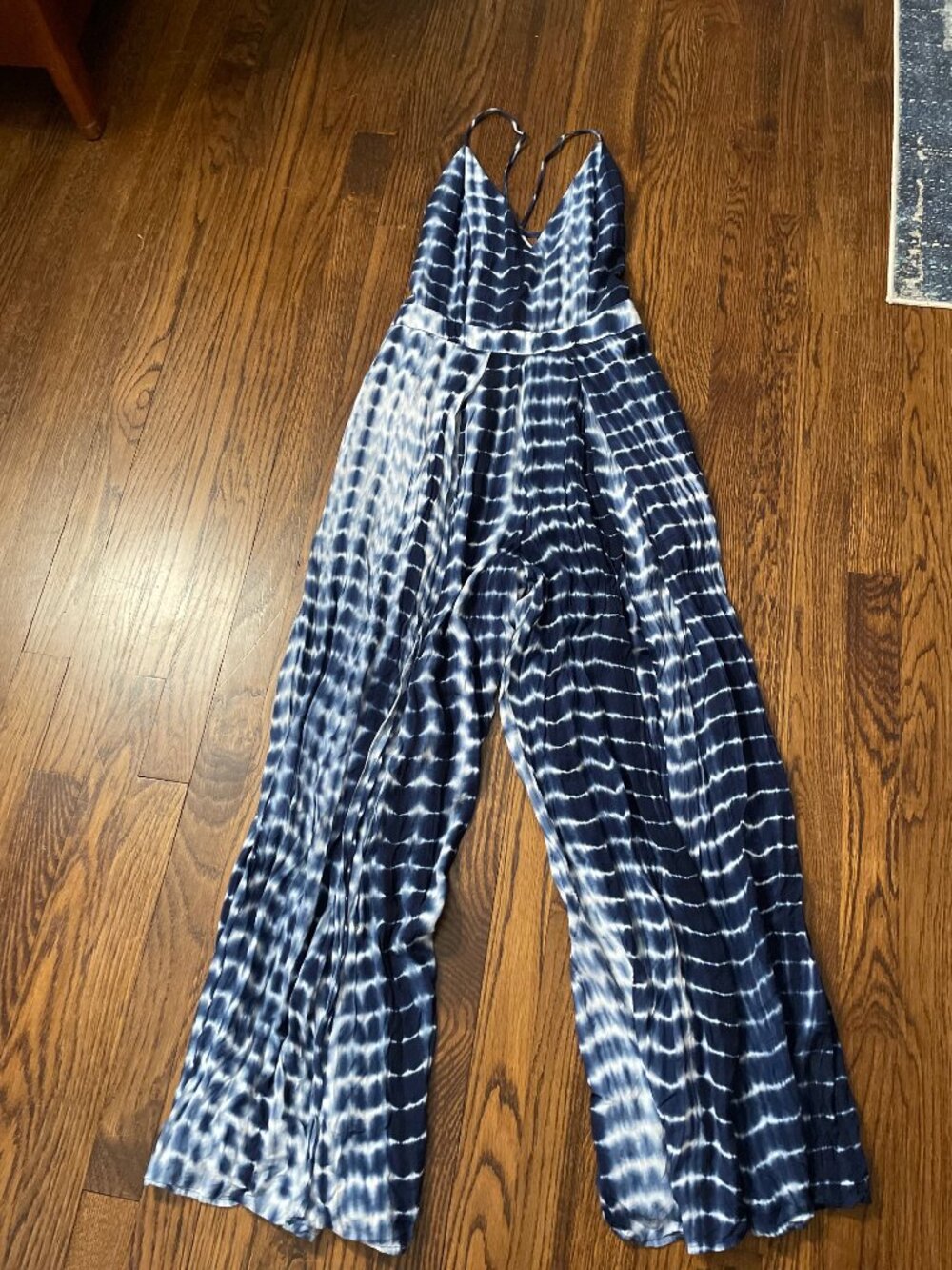 OoberSwank Blue Tie Dye Split Leg Jumpsuit Romper Built In Shorts Women’s Medium